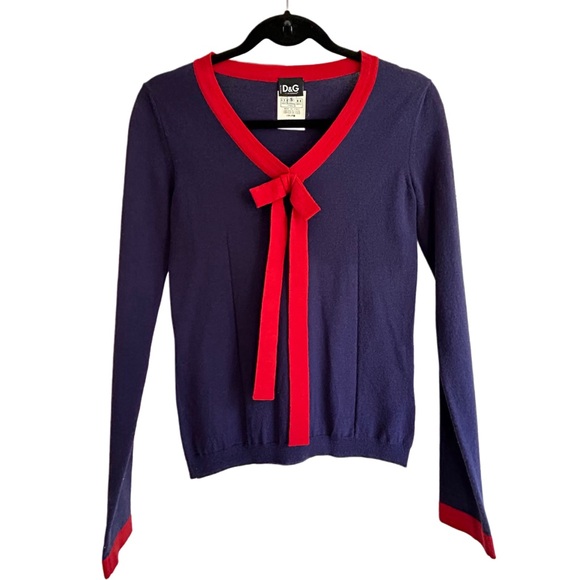 Vintage D&G Dolce and Gabbana Purple & Red Wool Blend Sweater